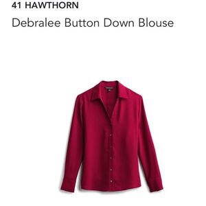 41 Hawthorn Debralee Burgundy Button Down Blouse Top Large